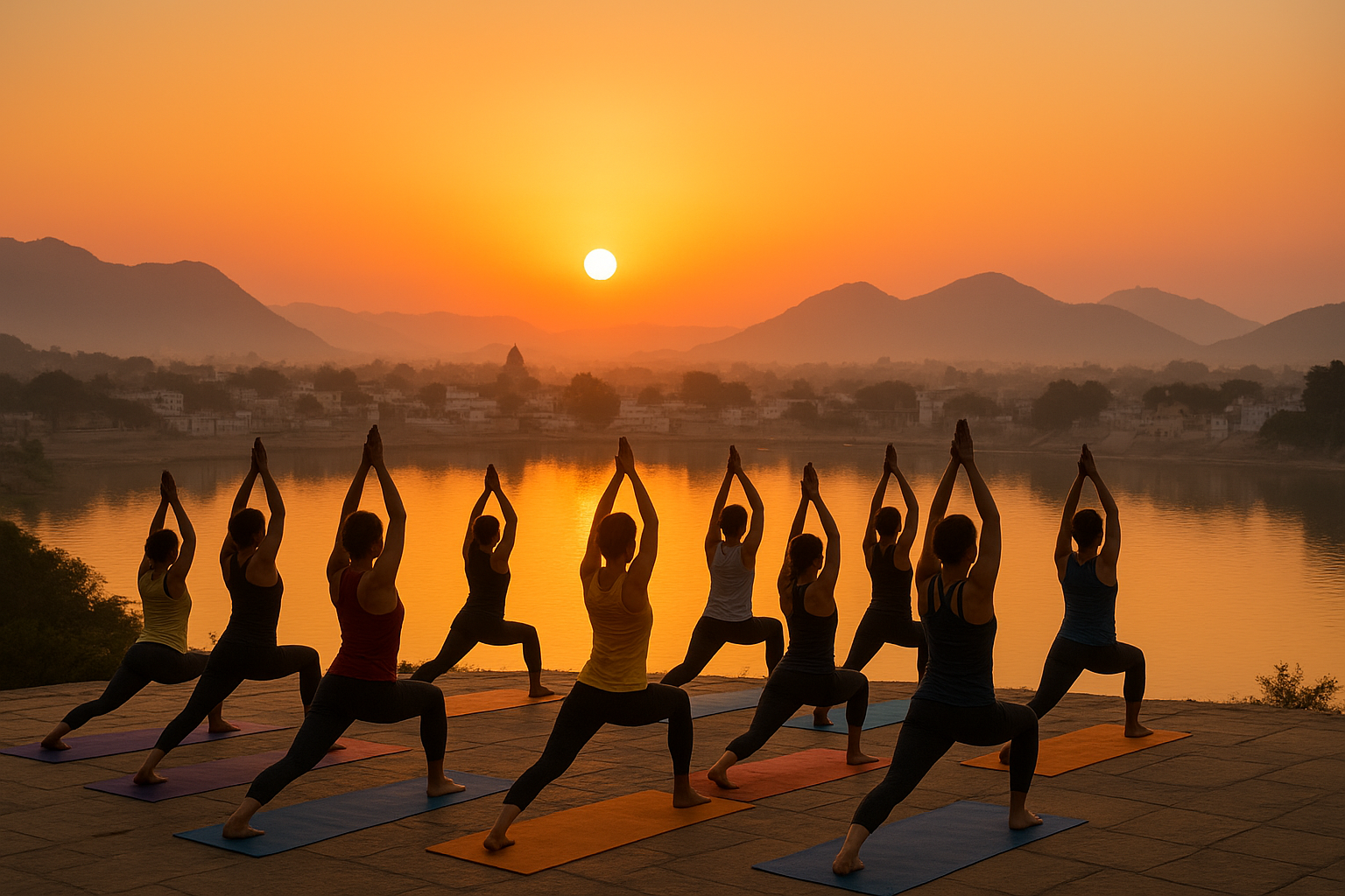 Outdoor Yoga in Pushkar at Sunrise